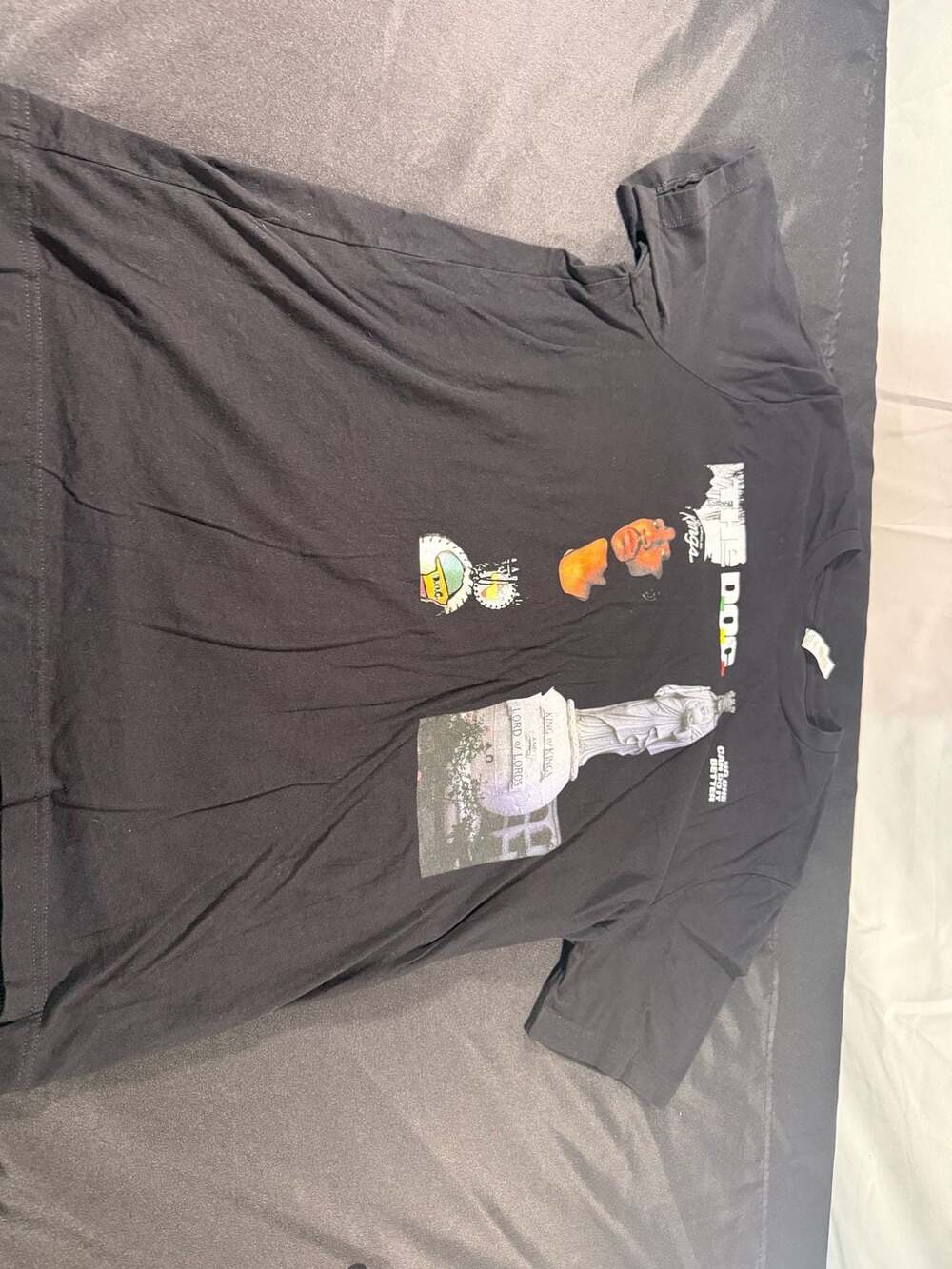 Bella+Canvas Black T-Shirt with 'King of Kings' Statue and 'D.O.G.' Graphic